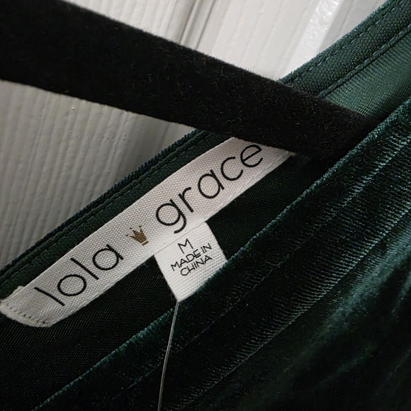 Lola Grace Velvet Bodysuit - Deep Green - Picture 3 of 9